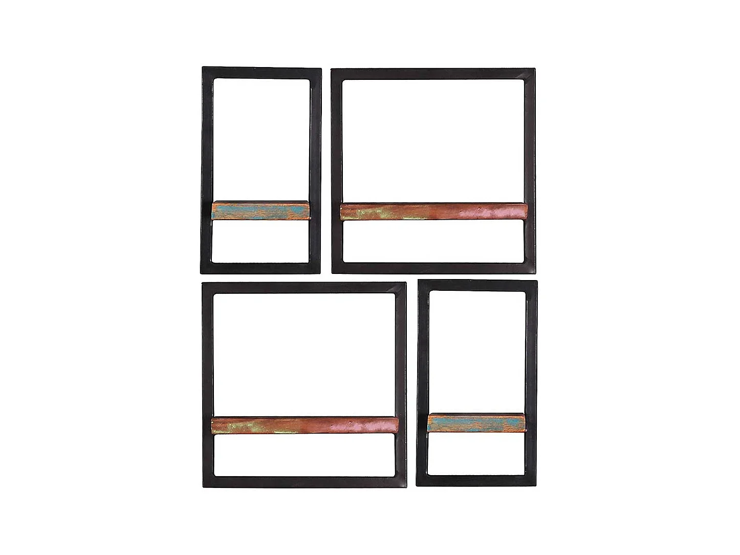 Vier Wandboards aus Recyclingholz & Metall Shabby Chic Stil (vierteilig)