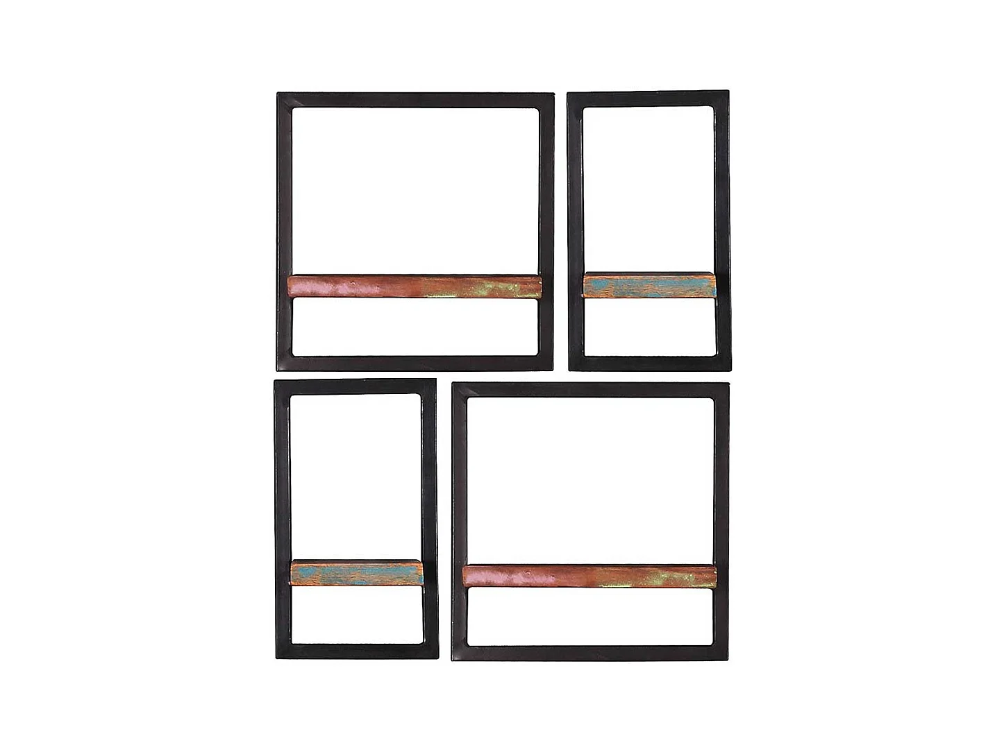 Vier Wandboards aus Recyclingholz & Metall Shabby Chic Stil (vierteilig)