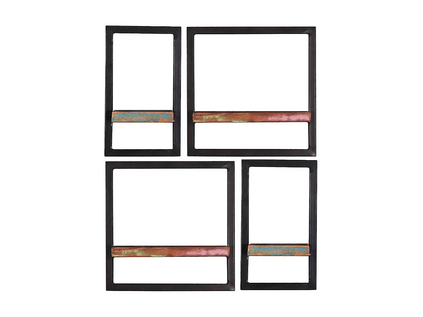 Vier Wandboards aus Recyclingholz & Metall Shabby Chic Stil (vierteilig)