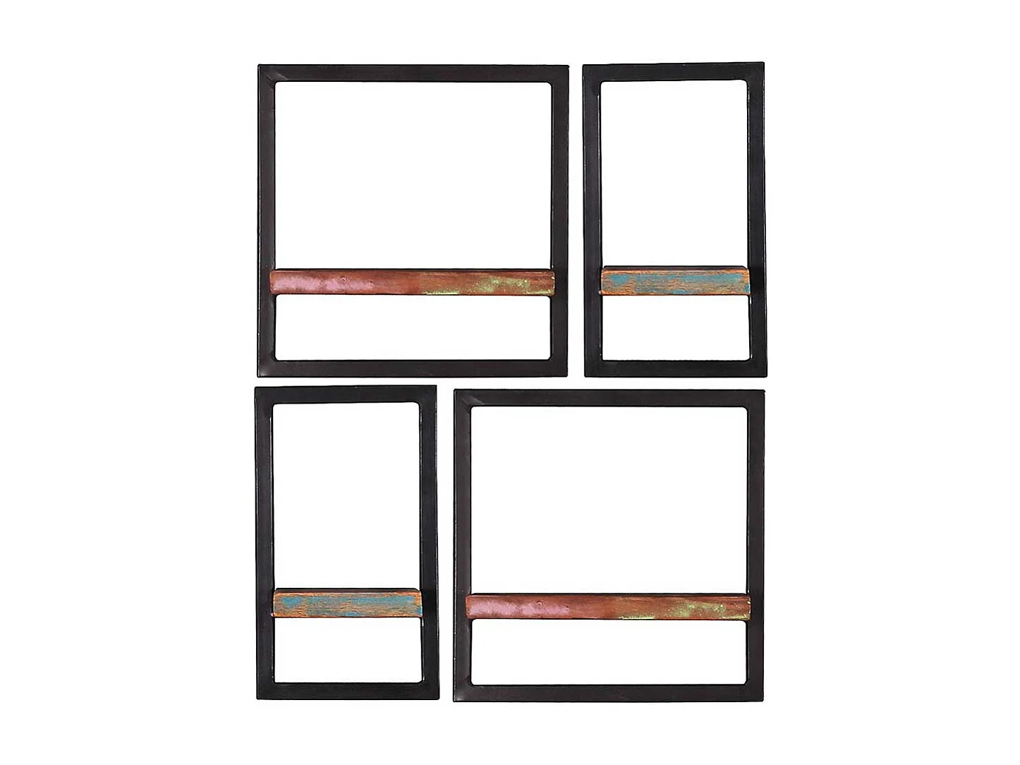 Vier Wandboards aus Recyclingholz & Metall Shabby Chic Stil (vierteilig)