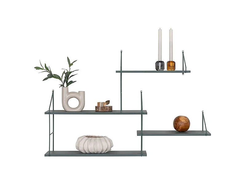 Wand Regal Skandi Design in Dunkelgrün lackiert 62 cm hoch