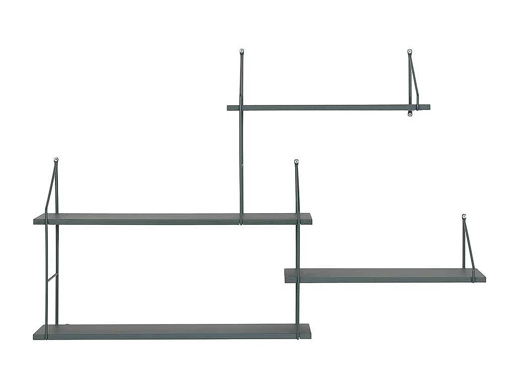 Wand Regal Skandi Design in Dunkelgrün lackiert 62 cm hoch