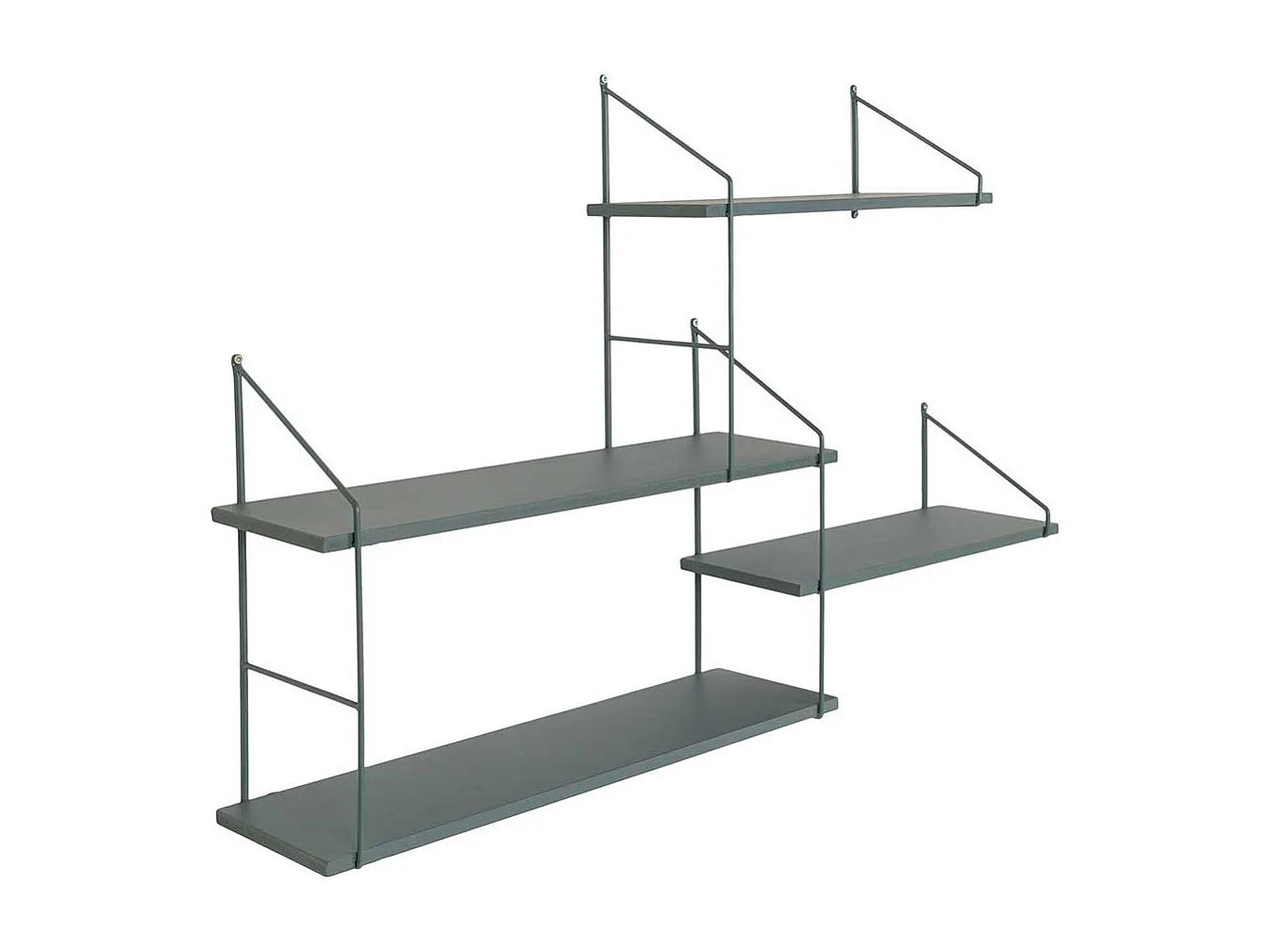 Wand Regal Skandi Design in Dunkelgrün lackiert 62 cm hoch