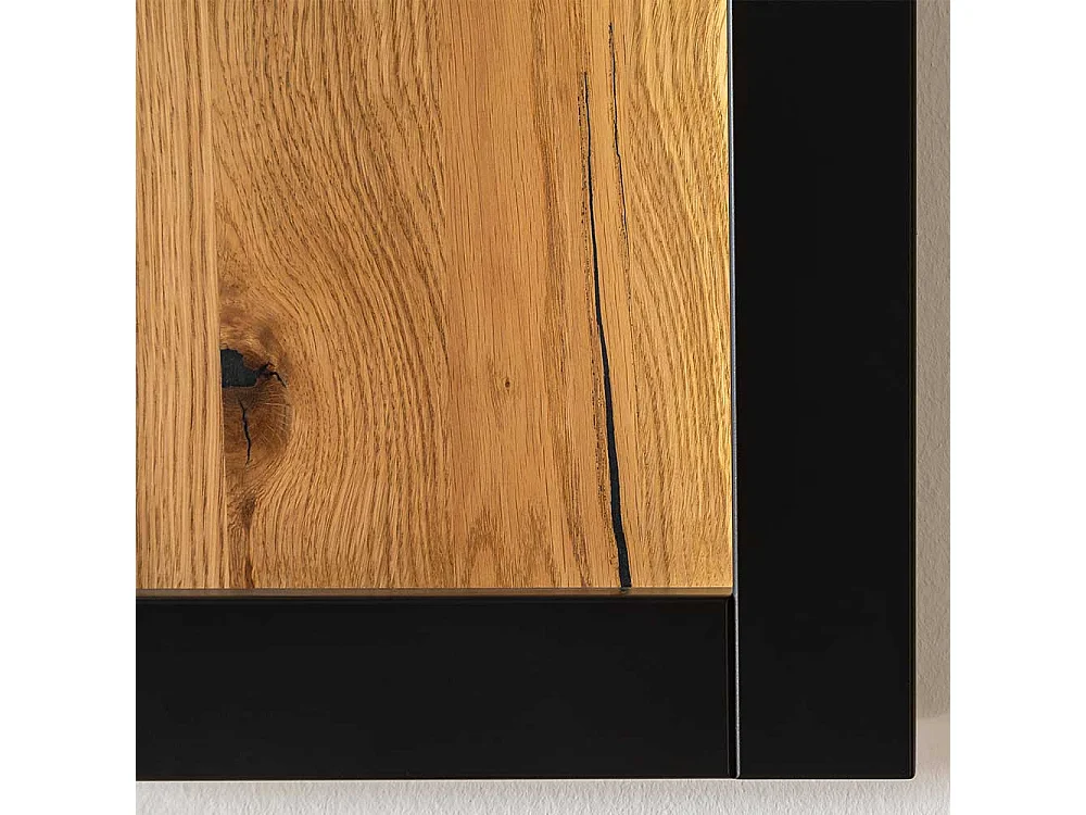 Wohnzimmerregal mit Glasböden in Wildeichefarben Schwarzgrau