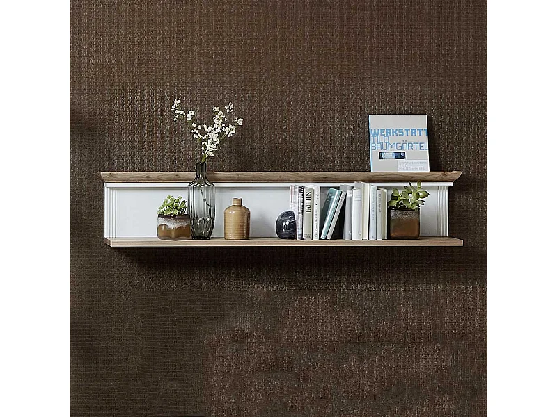 Wandregal in Eichefarben und Weiß rechteckige Form