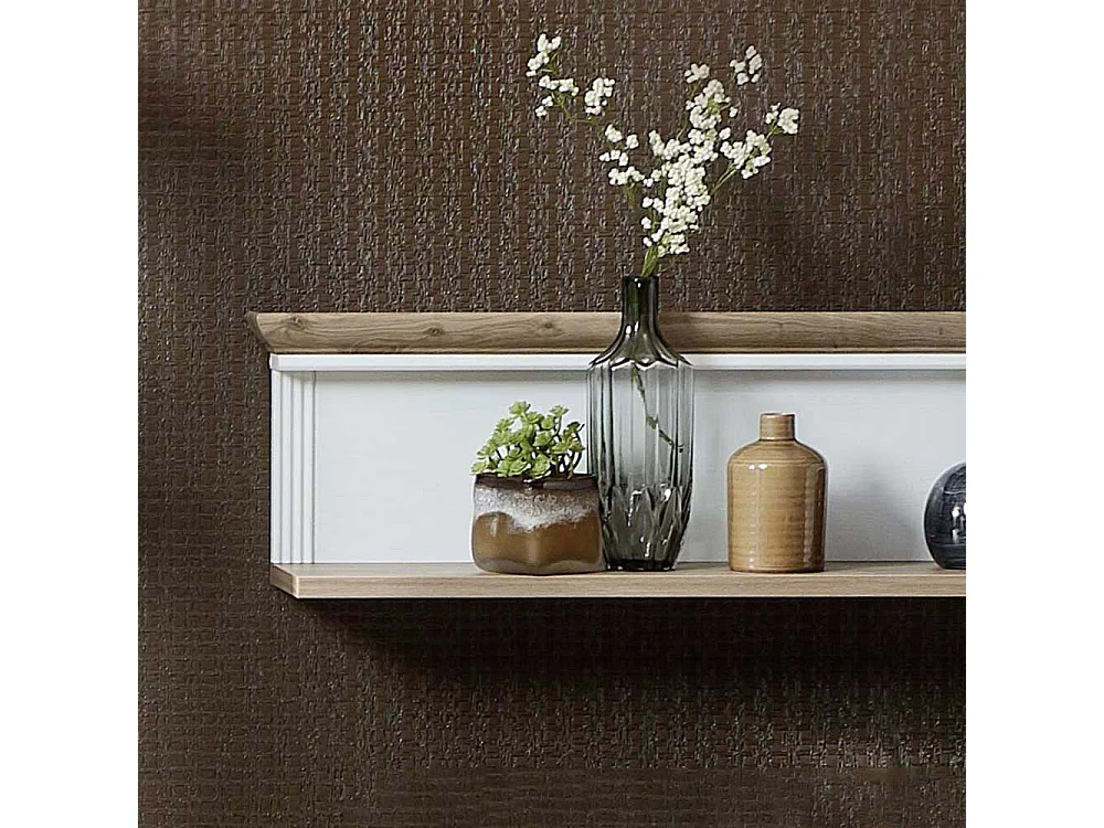 Wandregal in Eichefarben und Weiß rechteckige Form