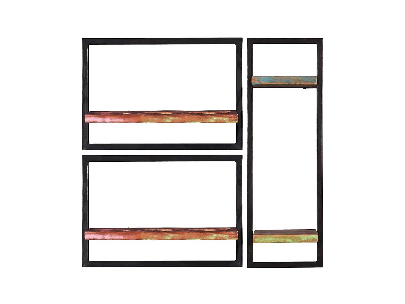 Rustikale Wandregale im Shabby Chic Stil Recyclingholz & Metall (dreiteilig)