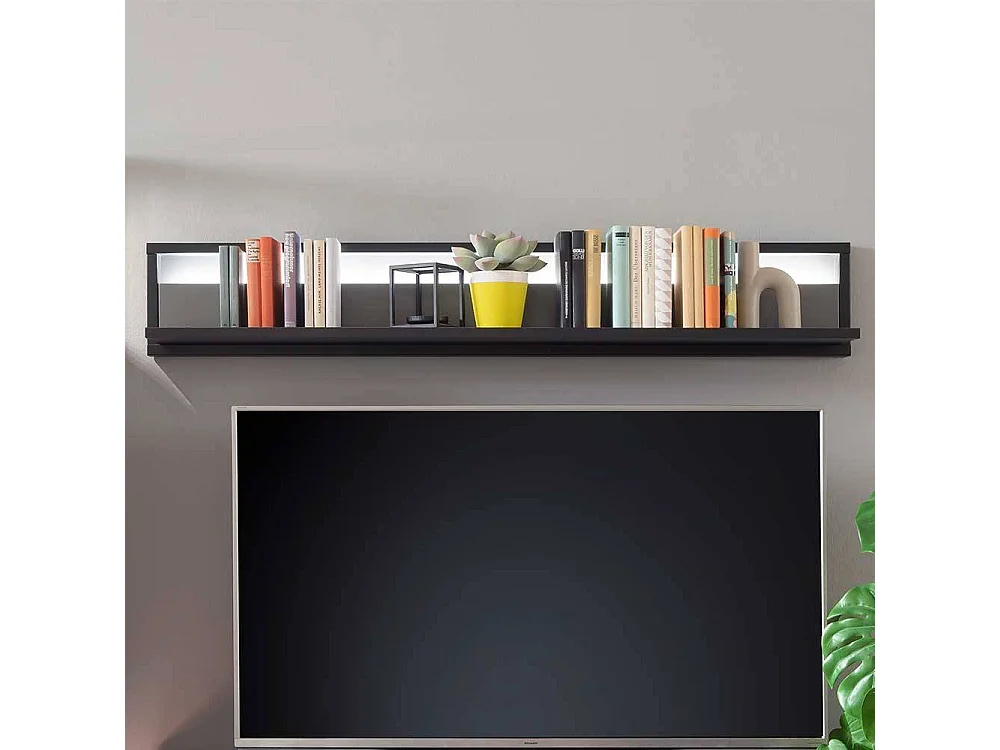 Wohnzimmer Regal hängend in Grau 24 cm tief 156 cm breit