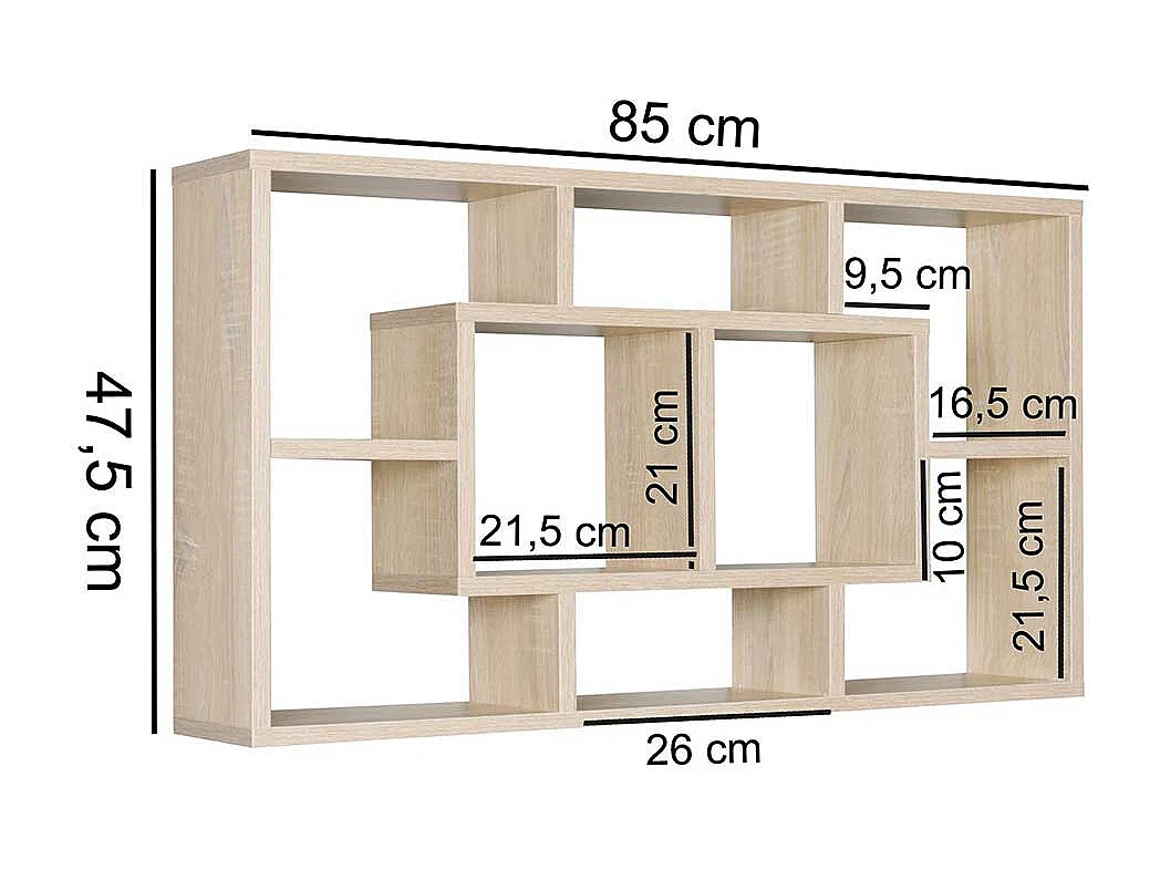 Hängeregal Wohnzimmer in Sonoma-Eiche 85x48x16 cm