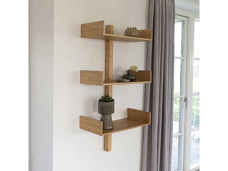 Wandregal Hängeregal aus Bambus 102 cm hoch