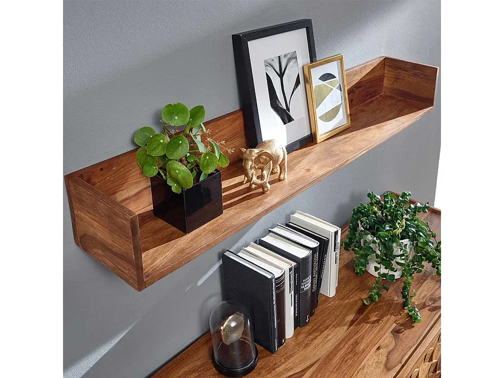 Massivholzregal in modernem Design 120 cm breit - 15 cm hoch