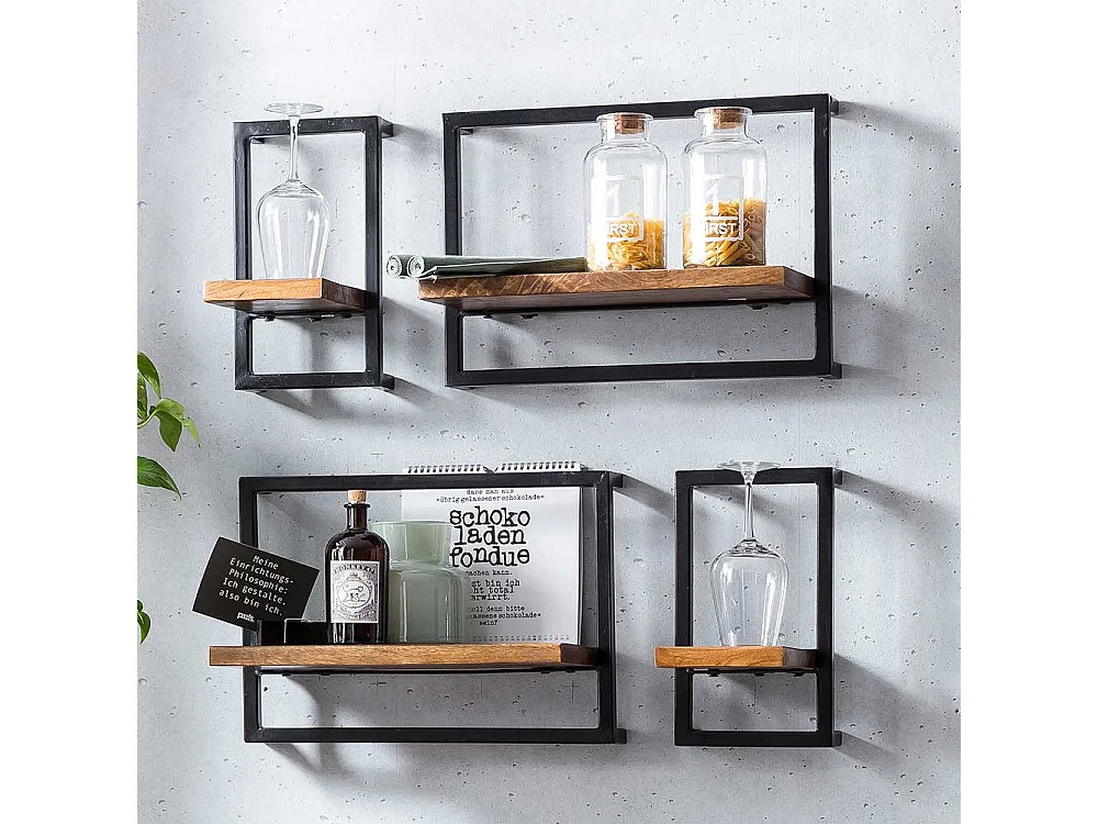 Wandboard in Schwarz und Mangoholz rechteckiger Form