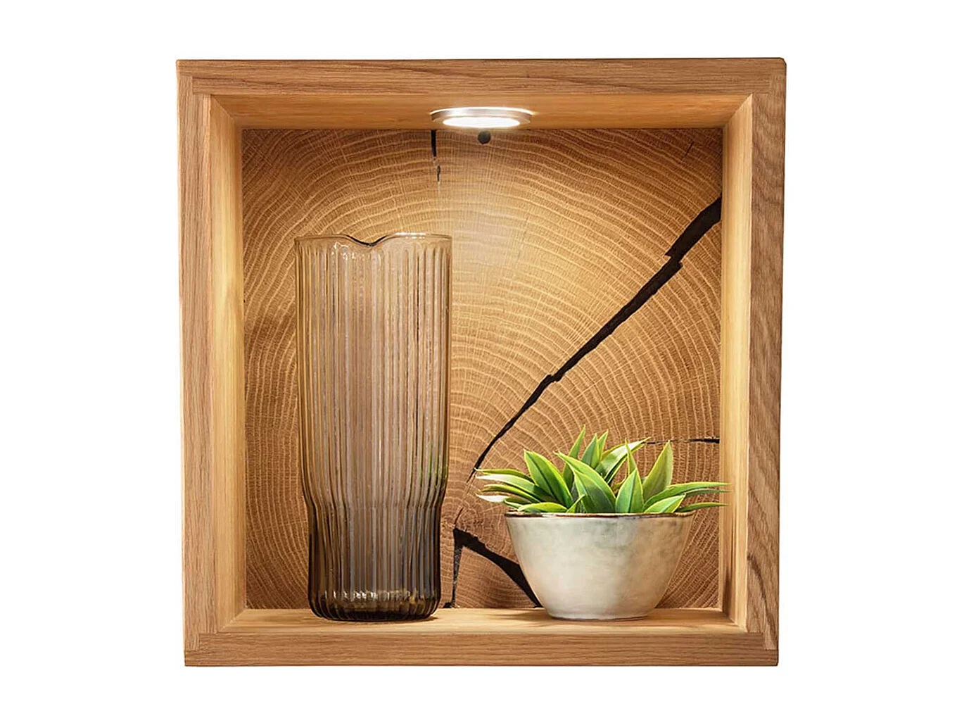 Massivholzregal hängend aus Wildeiche Massivholz 34 cm hoch