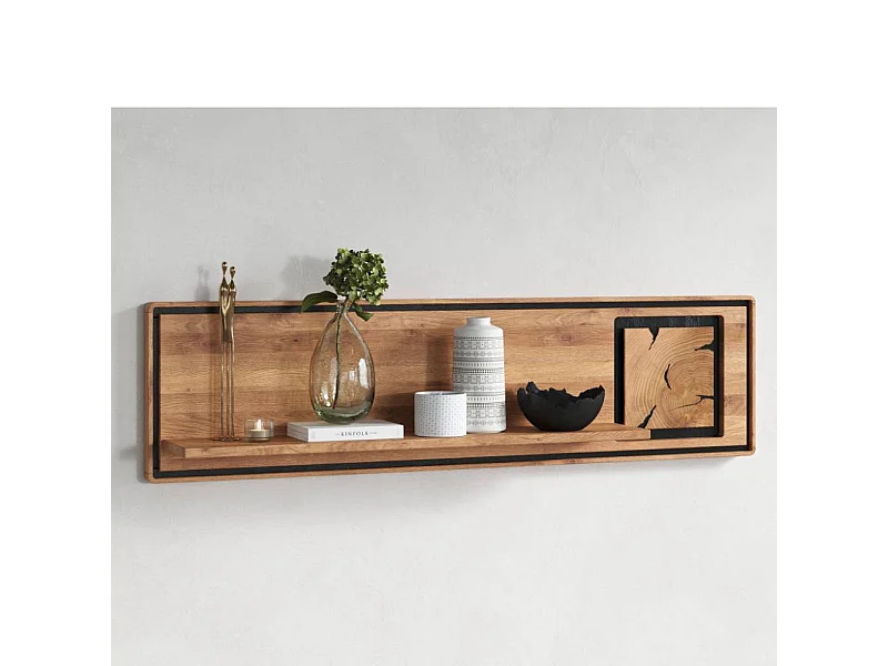 Wandboard Hängeregal mit Hirnholz Applikation 140 cm breit