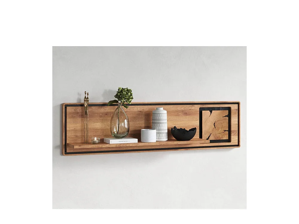 Wandboard Hängeregal mit Hirnholz Applikation 140 cm breit