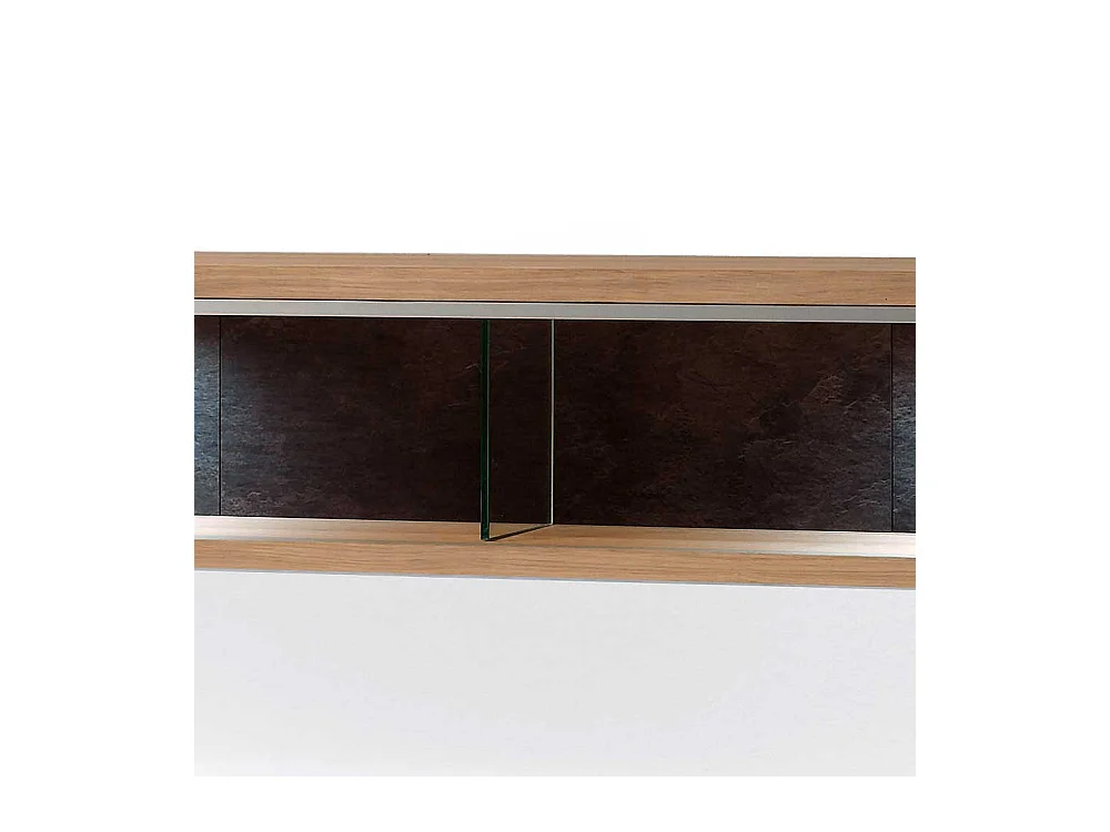 Wandhängeregal in Eiche Bianco furniert Silberfarben