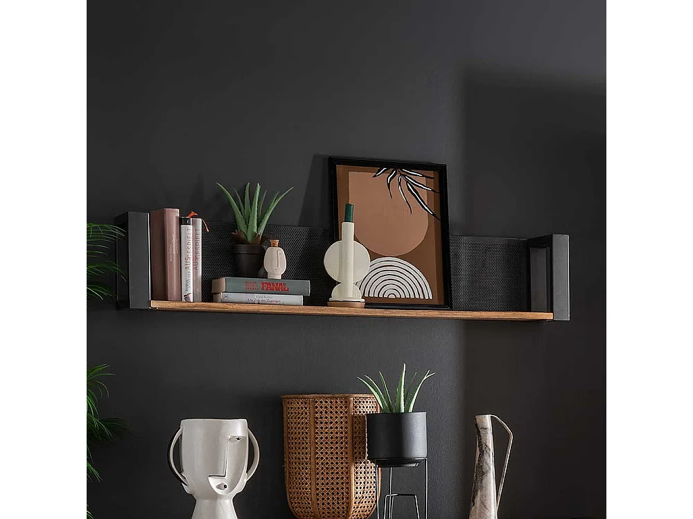 Factory Wandregal aus Recyclingholz Mangobaum Metall