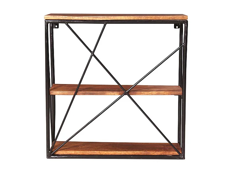 Hängeregal aus Mangobaum Massivholz und Stahl 60 cm breit