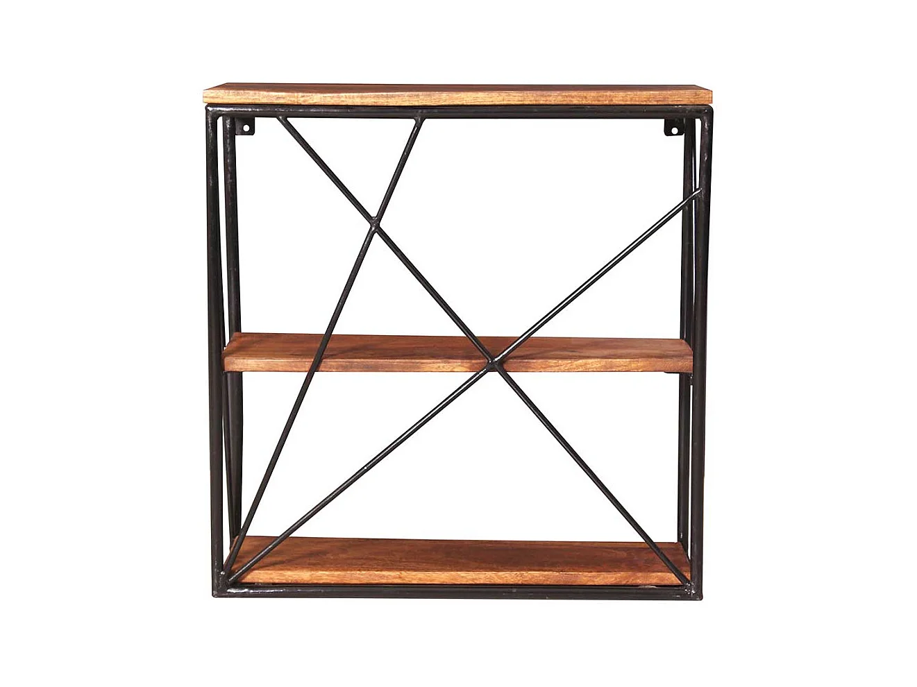 Hängeregal aus Mangobaum Massivholz und Stahl 60 cm breit