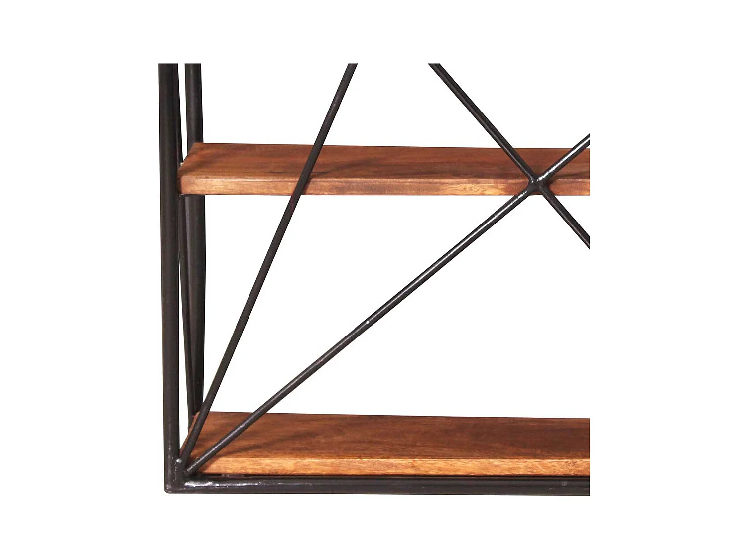 Hängeregal aus Mangobaum Massivholz und Stahl 60 cm breit