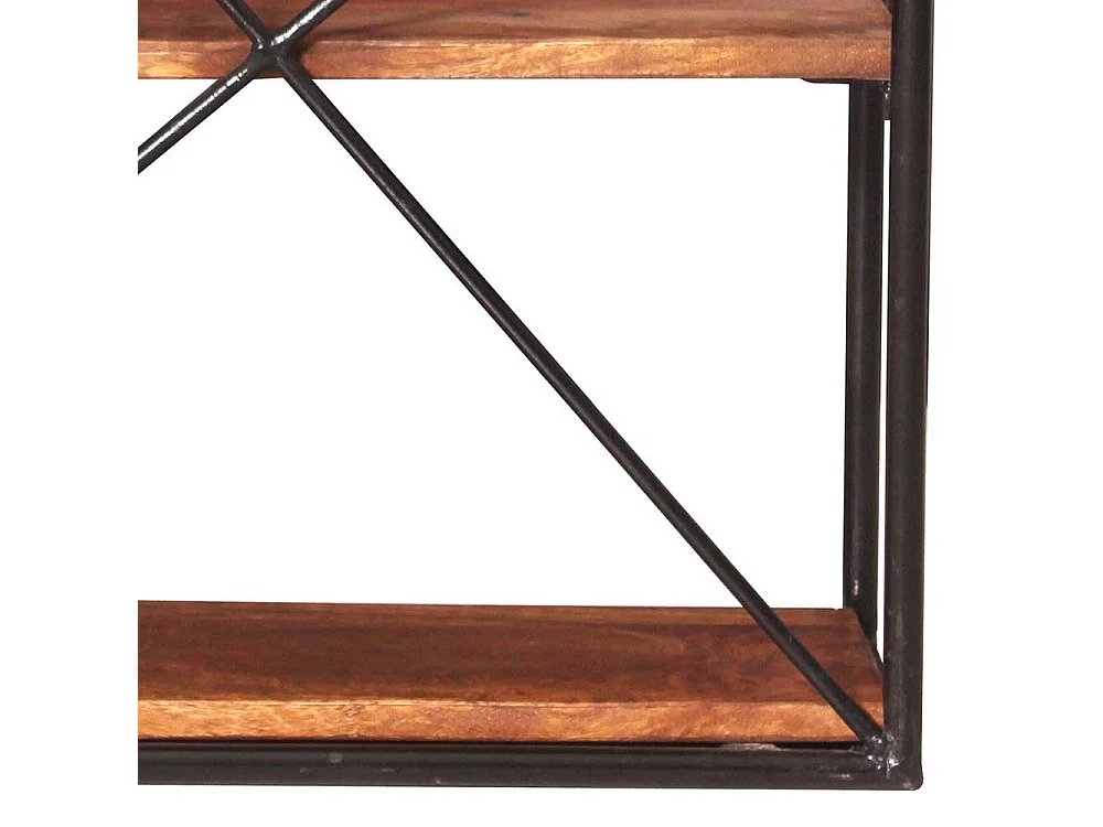 Hängeregal aus Mangobaum Massivholz und Stahl 60 cm breit