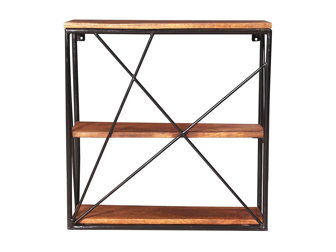 Hängeregal aus Mangobaum Massivholz und Stahl 60 cm breit