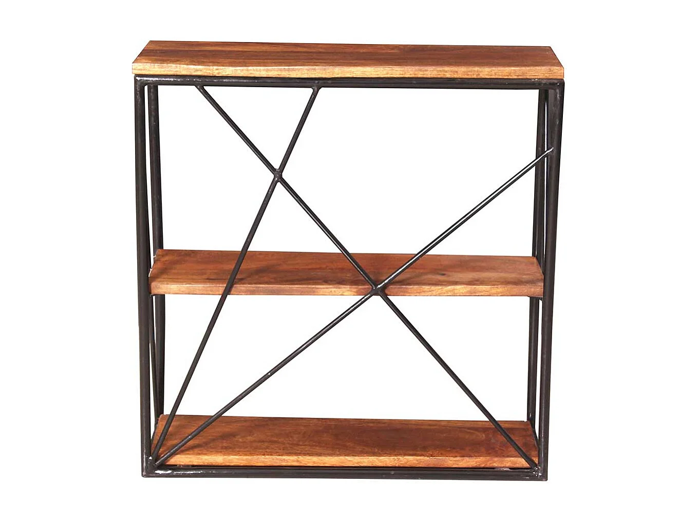 Hängeregal aus Mangobaum Massivholz und Stahl 60 cm breit