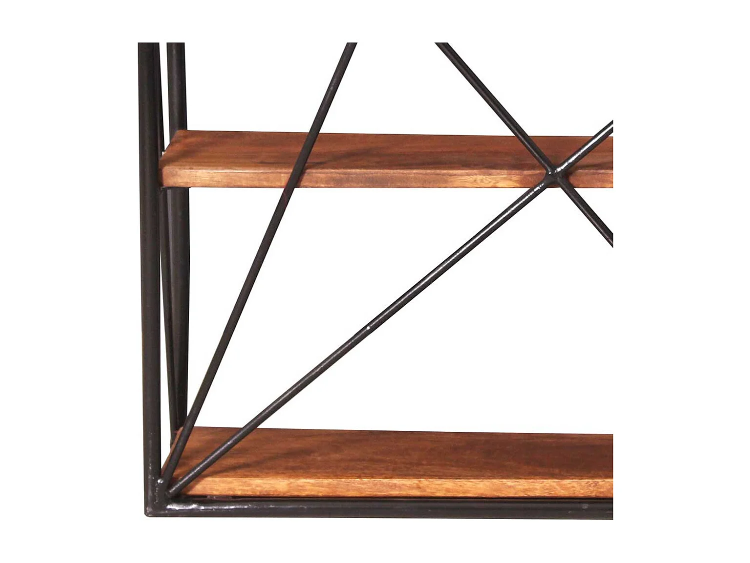 Hängeregal aus Mangobaum Massivholz und Stahl 60 cm breit