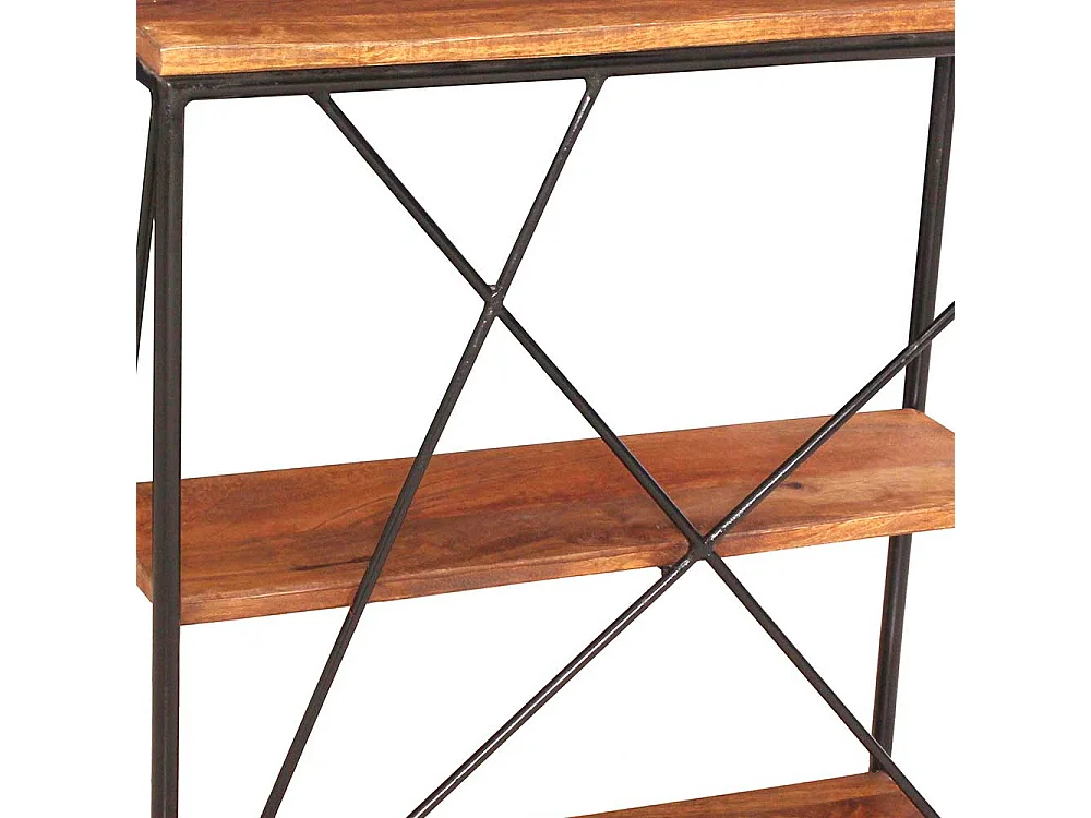 Hängeregal aus Mangobaum Massivholz und Stahl 60 cm breit