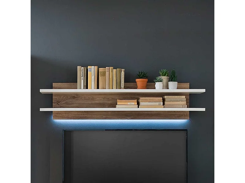 Wandhängeregal in Eiche Dekor und Weiß 150 cm breit