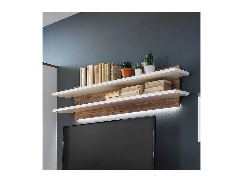 Wandhängeregal in Eiche Dekor und Weiß 150 cm breit