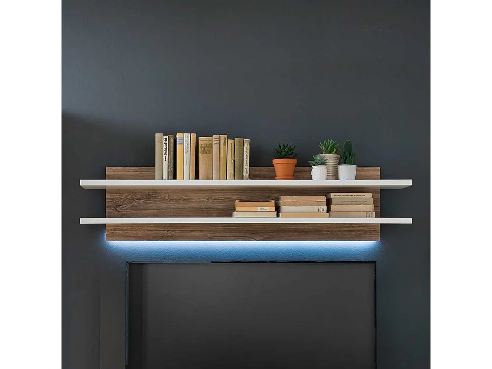 Wandhängeregal in Eiche Dekor und Weiß 150 cm breit