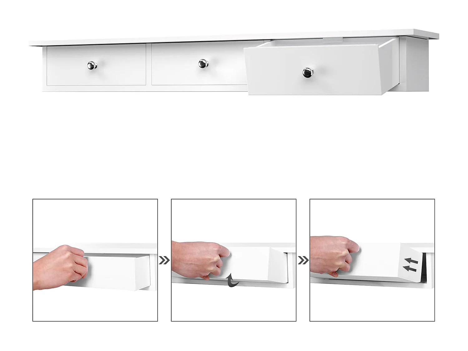 Valora Weißes Wandregal mit Schubladen zum Aufbewahren und Organisieren