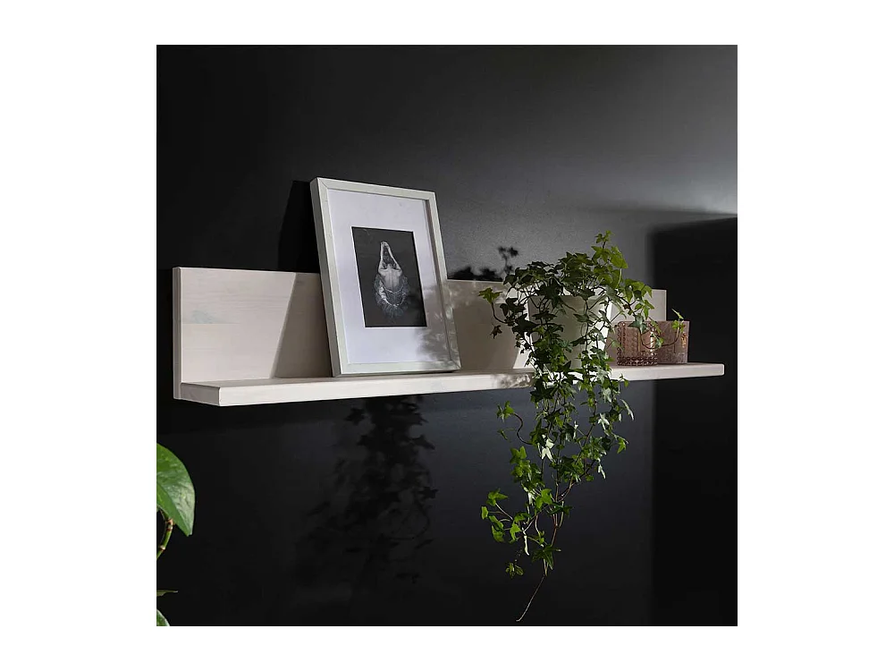 Wandregal in Weiß Kiefer Massivholz