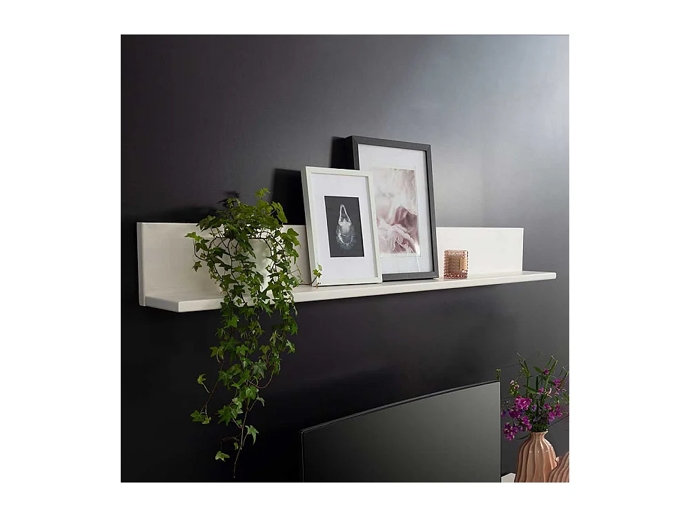 Wandregal in Weiß Kiefer Massivholz