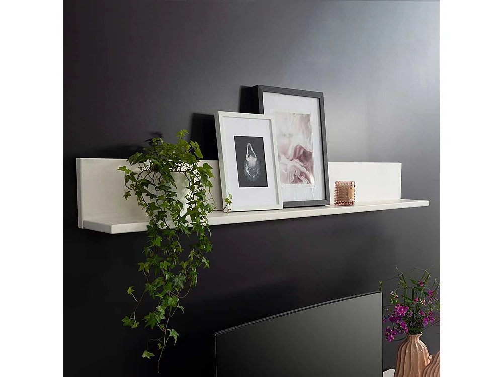 Wandregal in Weiß Kiefer Massivholz