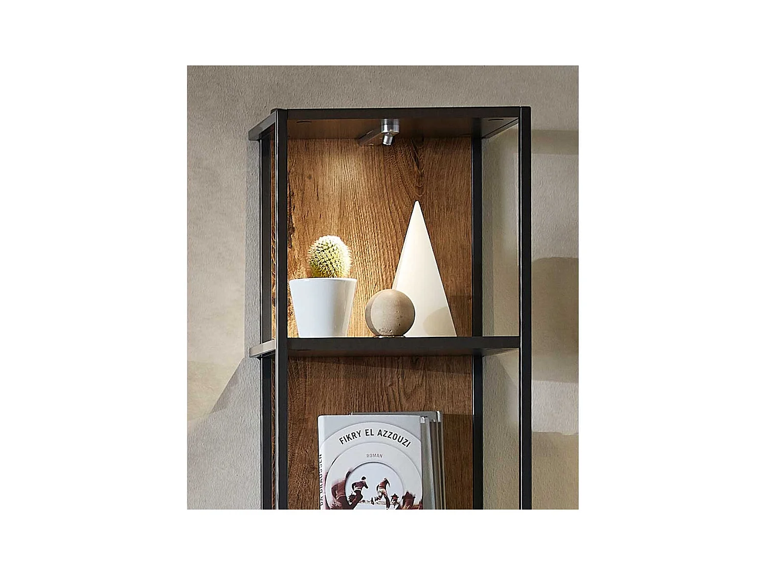 Design Wandregal in Eiche dunkel Optik und Dunkelgrau 35 cm breit