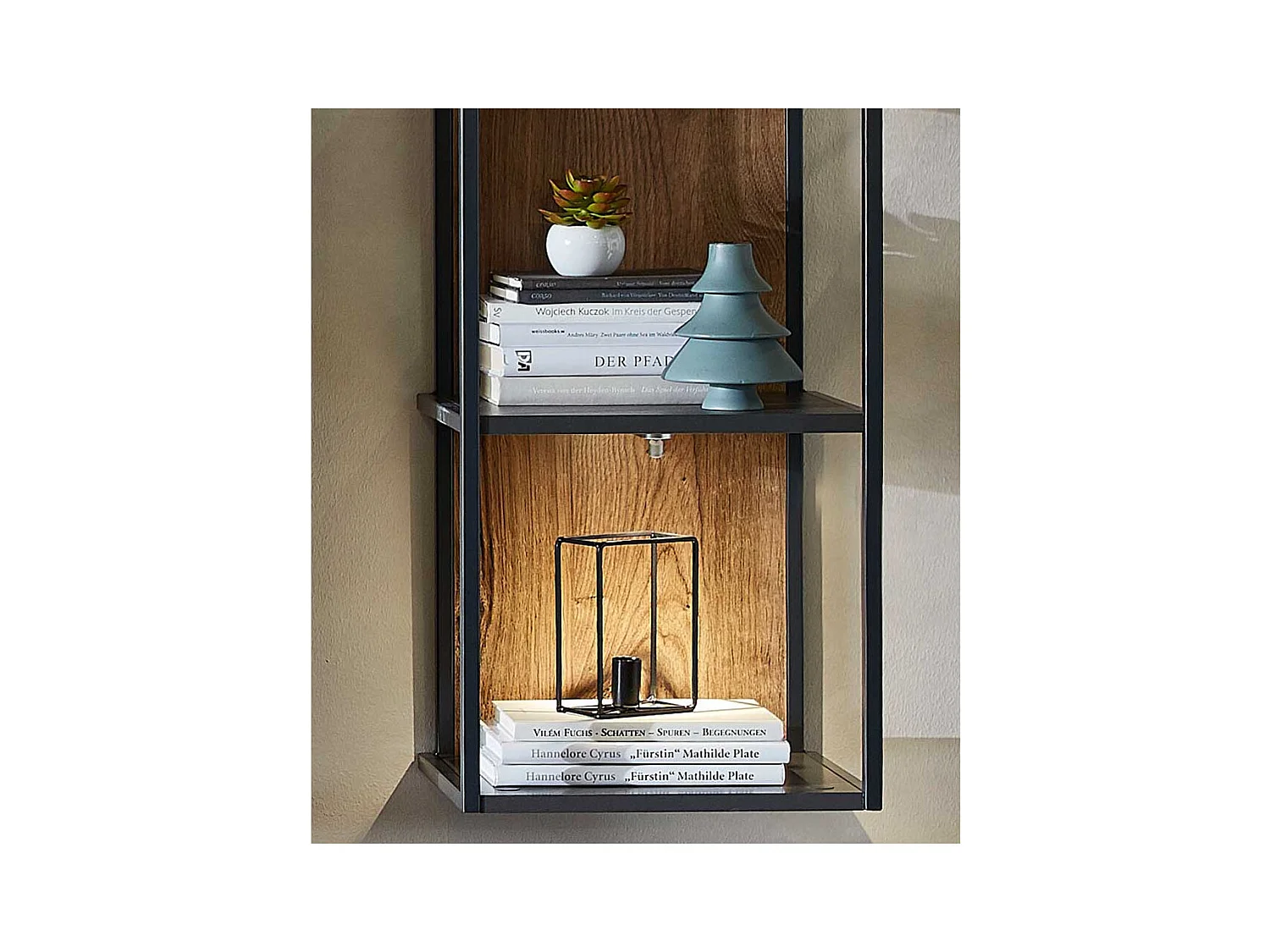 Design Wandregal in Eiche dunkel Optik und Dunkelgrau 35 cm breit