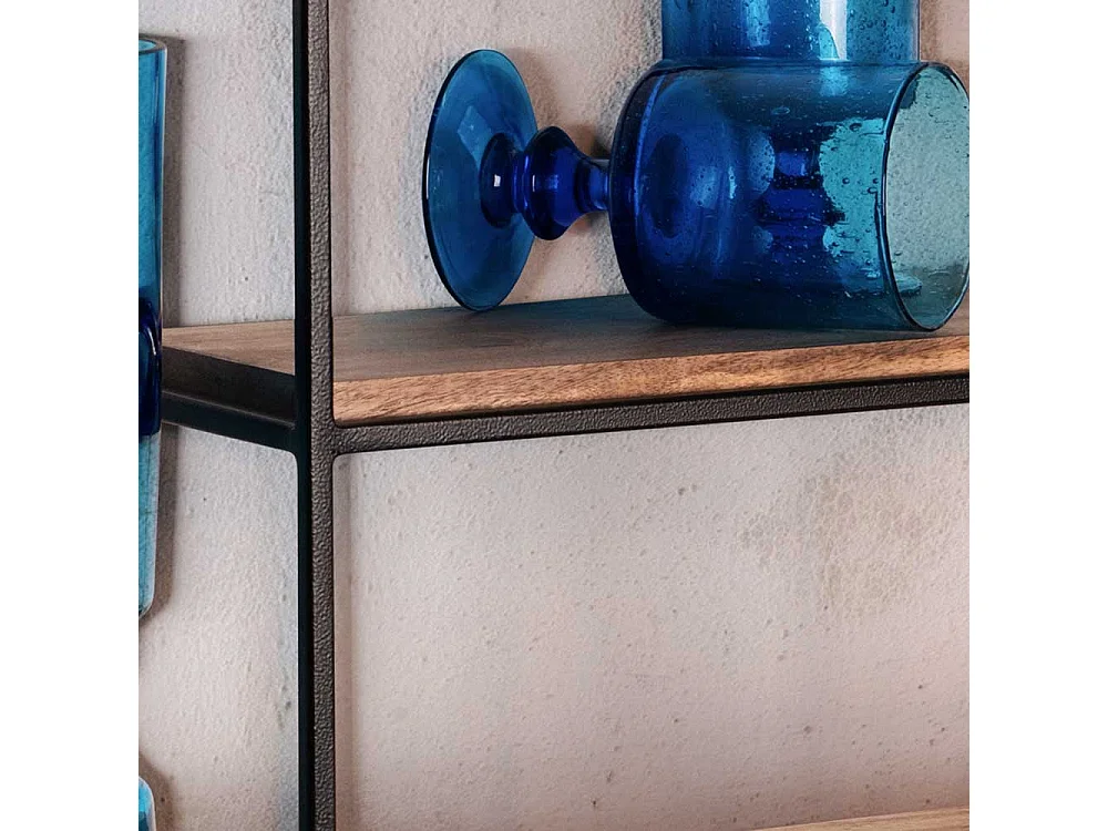 Wandboard Wand Regal aus Mangobaum Massivholz und Metall