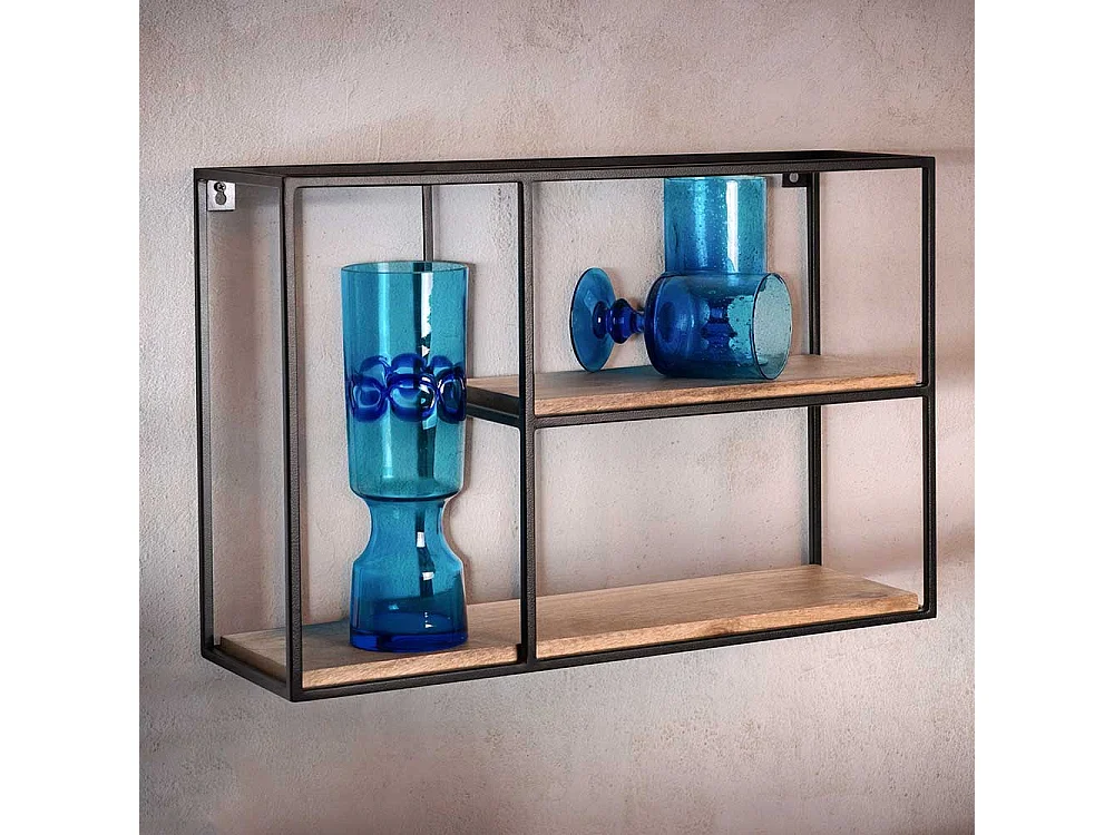 Wandboard Wand Regal aus Mangobaum Massivholz und Metall