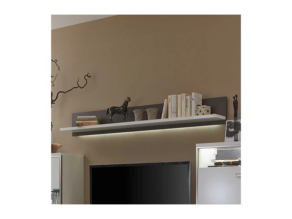 Wohnzimmer Wandboard mit LED Beleuchtung Weiß Anthrazit