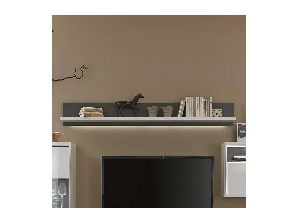 Wohnzimmer Wandboard mit LED Beleuchtung Weiß Anthrazit