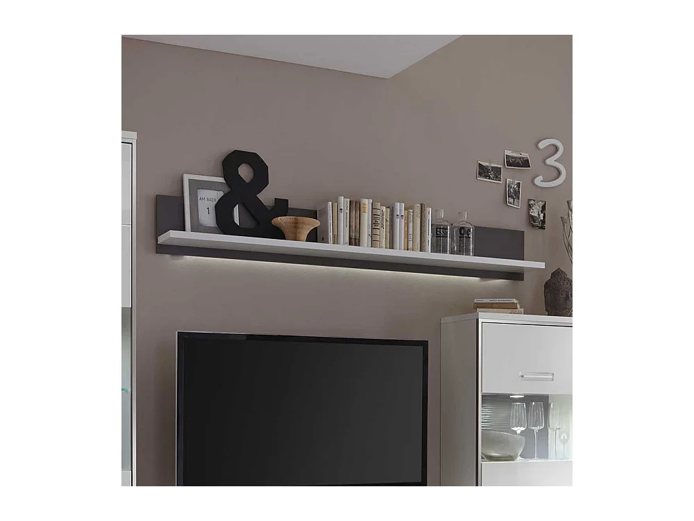 Wohnzimmer Wandboard mit LED Beleuchtung Weiß Anthrazit