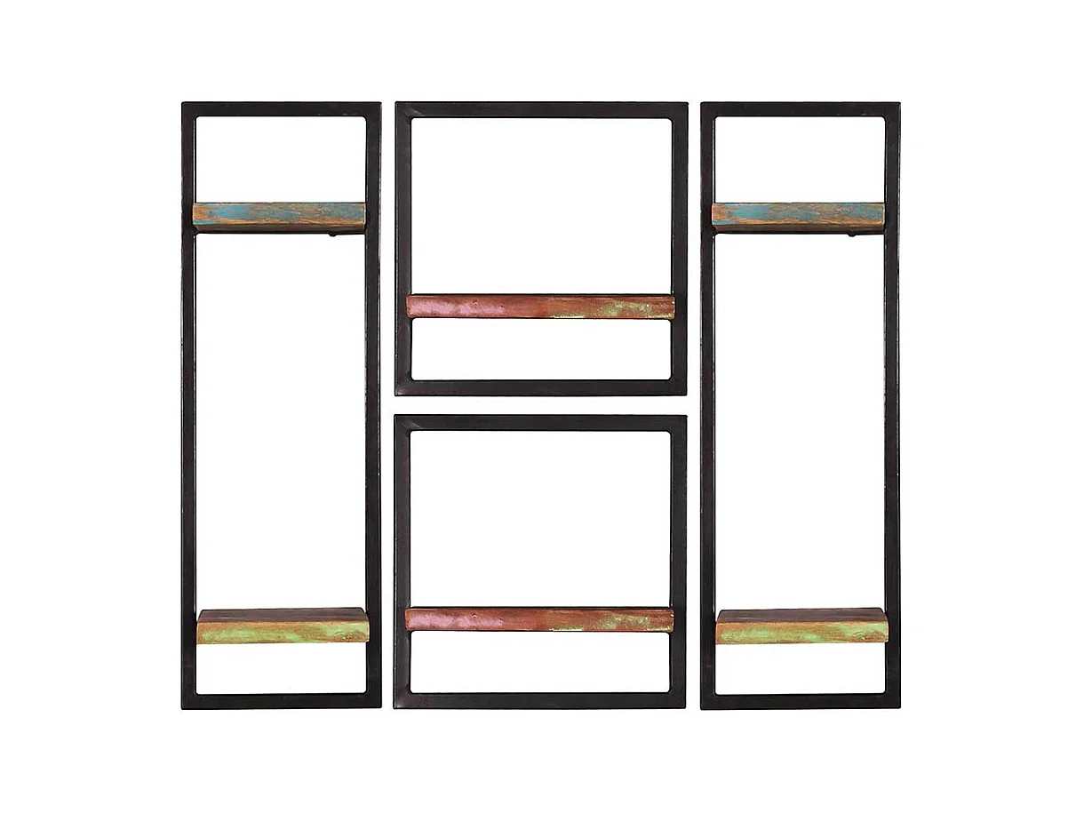 Shabby Regal Set aus Recyclingholz Metall (vierteilig)