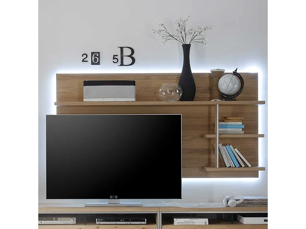 TV Wandboard in Asteiche Bianco furniert Landhausstil