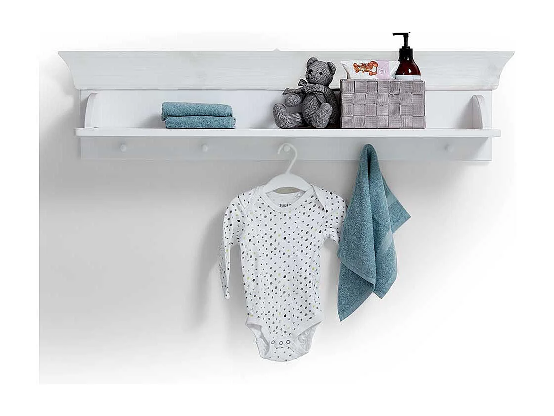 Wandhängeregal in Weiß Kiefer Massivholz