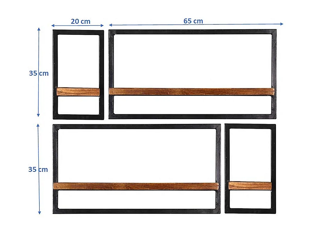 Industry Regal Set aus Mangobaum Massivholz Metall (vierteilig)
