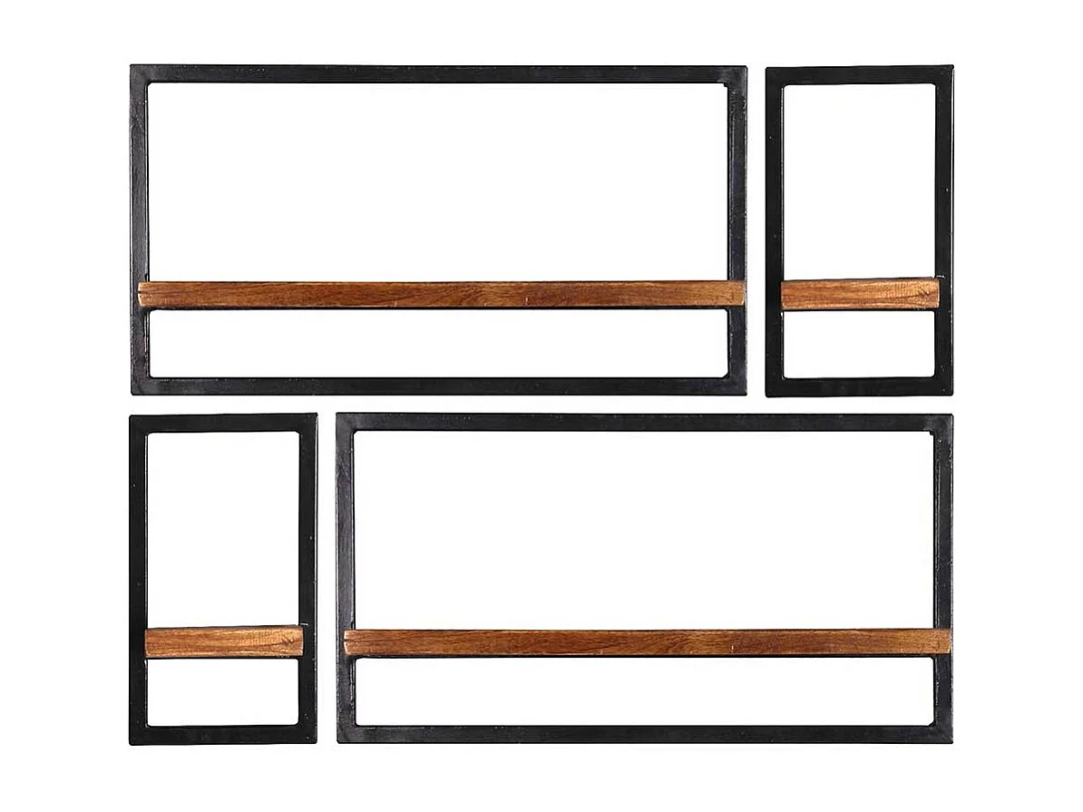 Industry Regal Set aus Mangobaum Massivholz Metall (vierteilig)