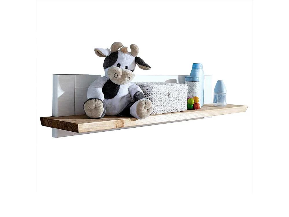 Babyzimmer Wandboard in Weiß und Eichefarben Kiefer Massivholz