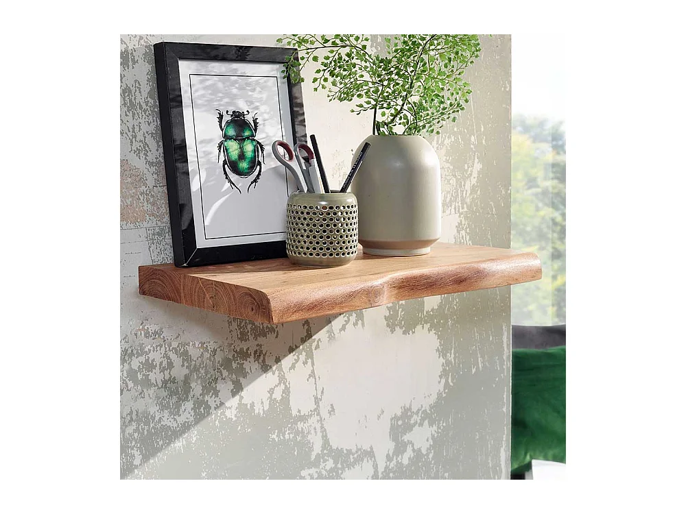 Baumkanten Wandboard aus Akazie Massivholz 26 cm tief